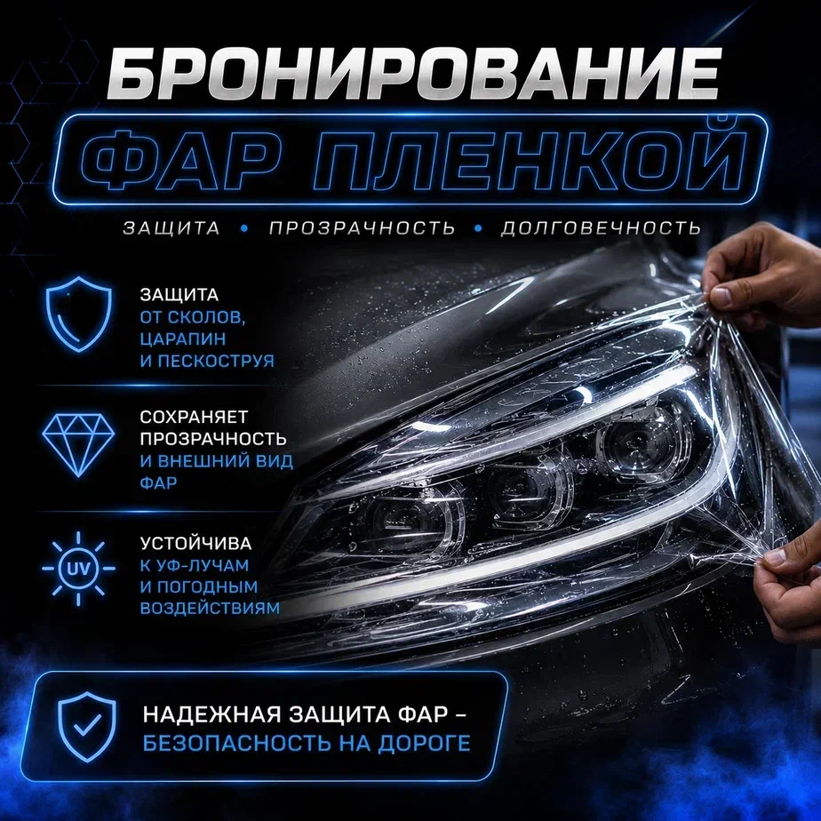 Акция: Скидка 15% на бронирование фар полиуретановой плёнкой в студии автосвета СПб